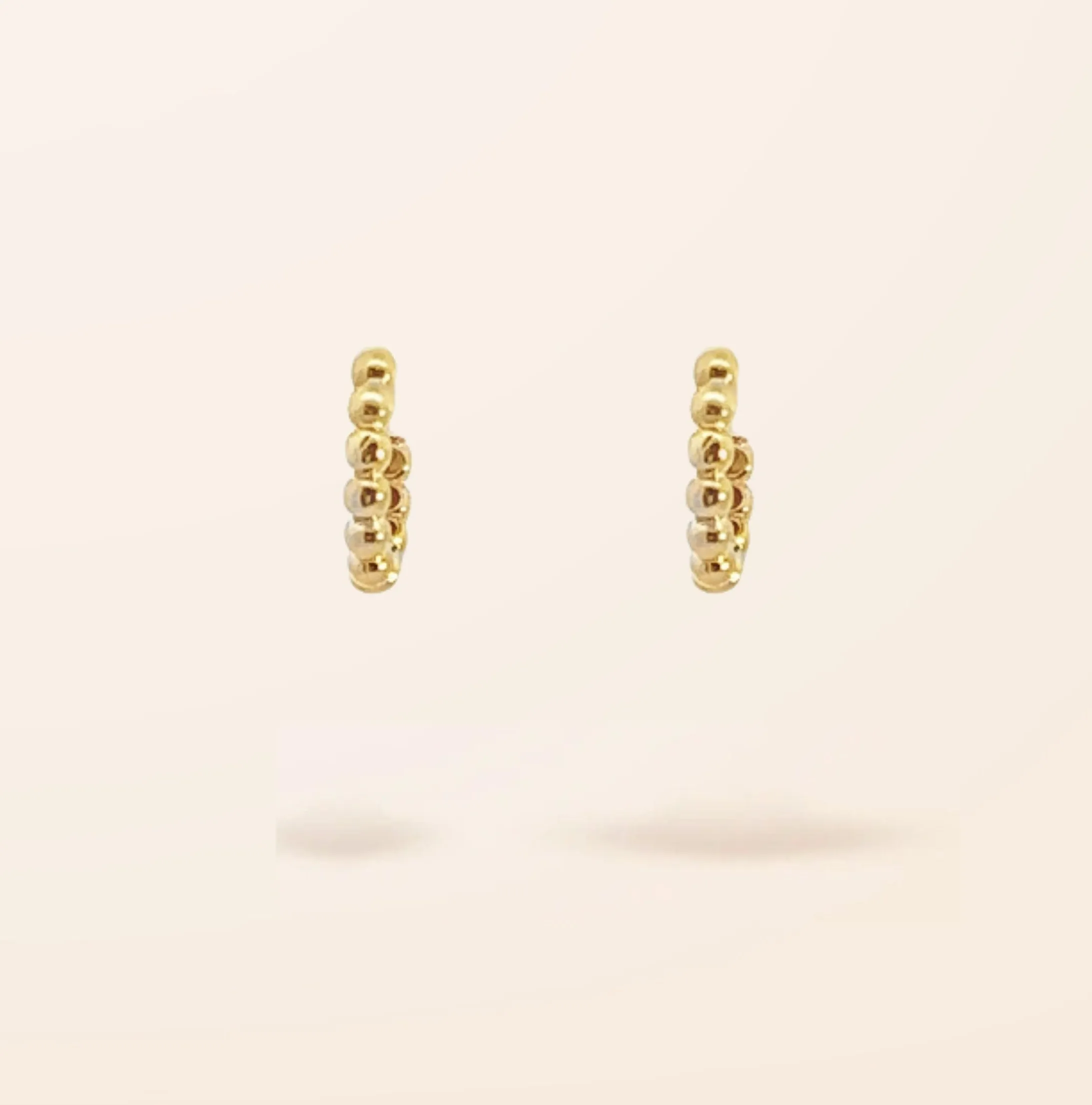 10K Gold Bead Huggie Earrings