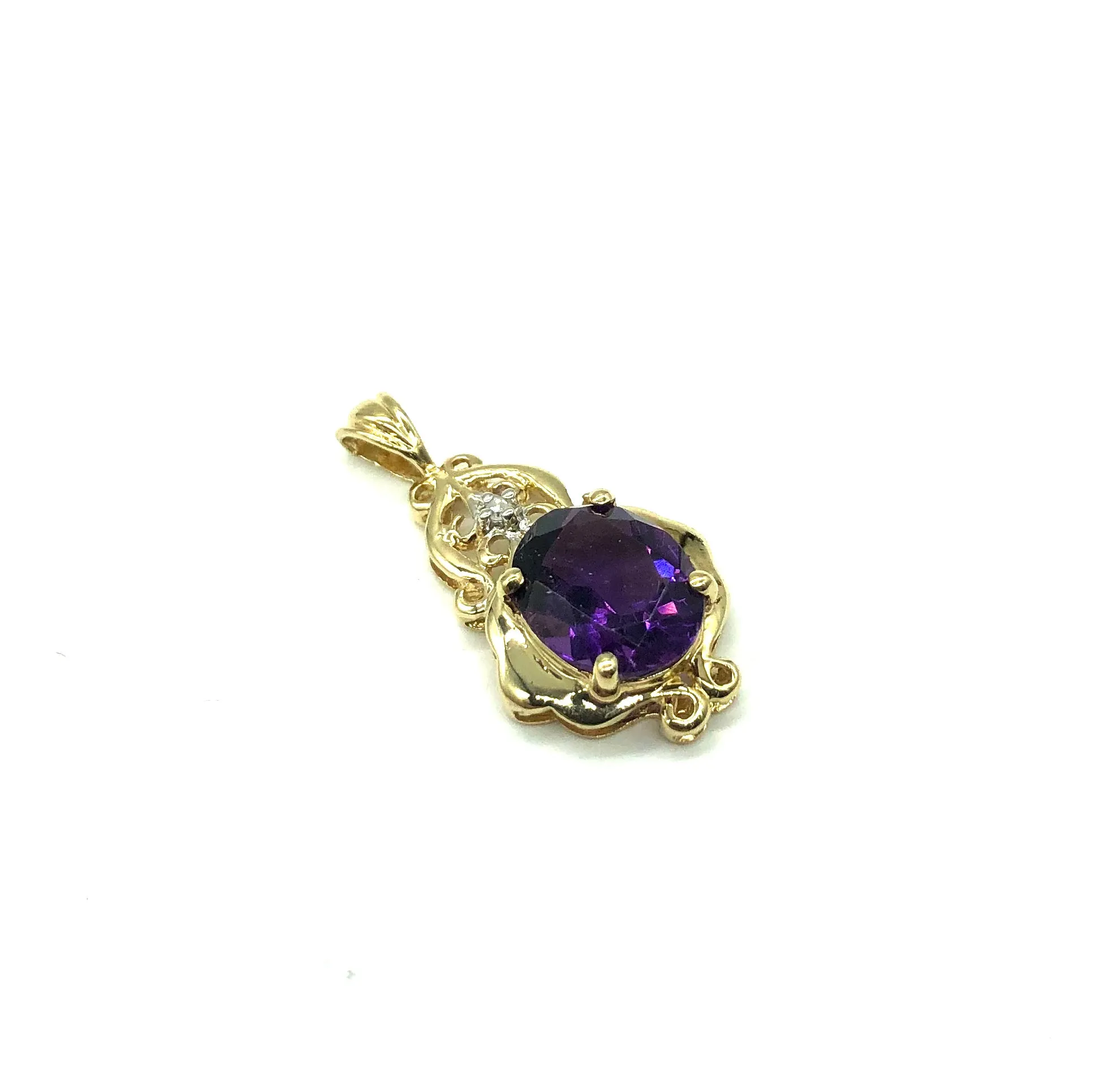 10k Gold Filigree Amethyst Pendant