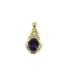 10k Gold Filigree Amethyst Pendant