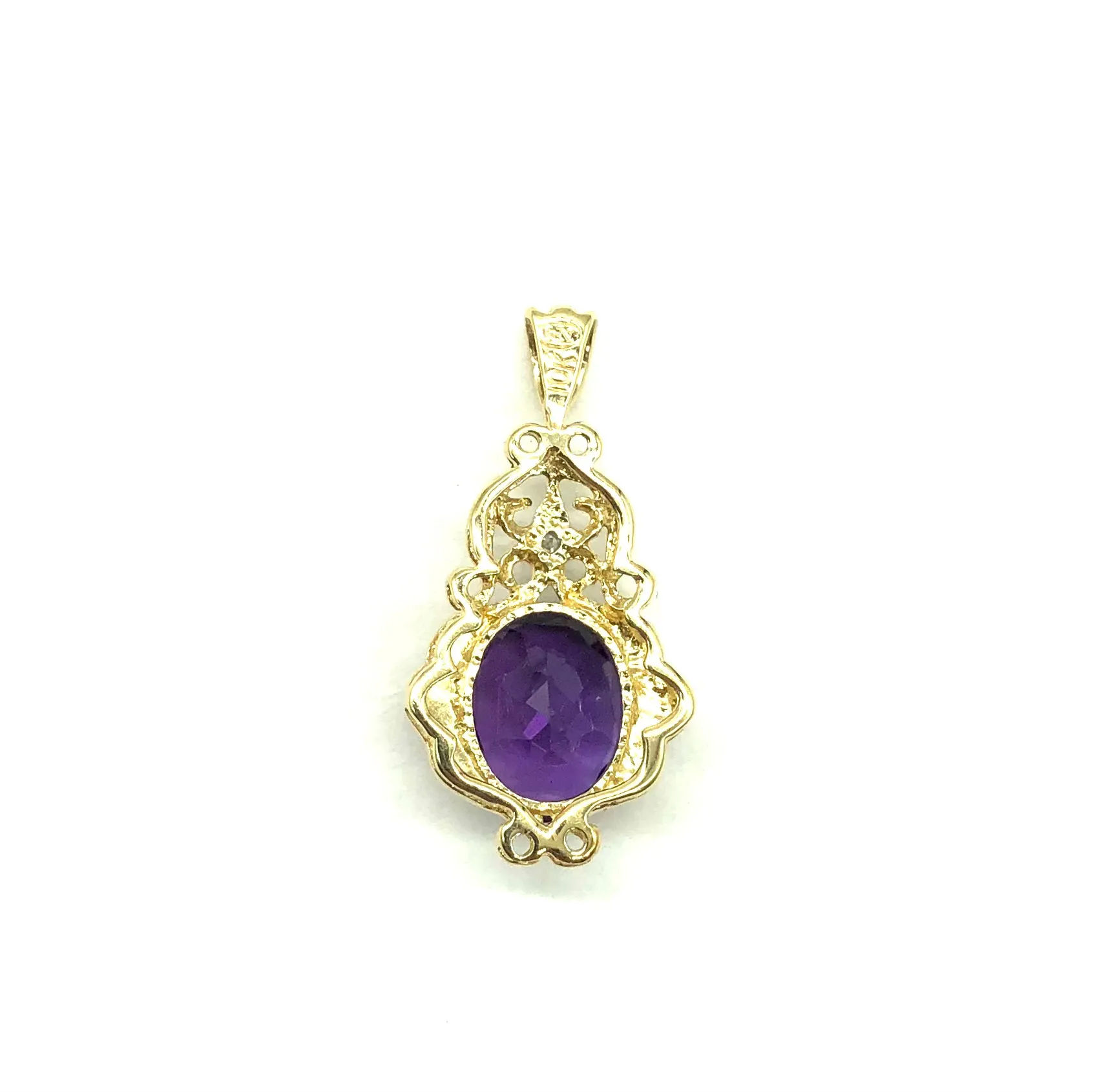 10k Gold Filigree Amethyst Pendant