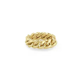 14k Gold Large Curb Chain Ring