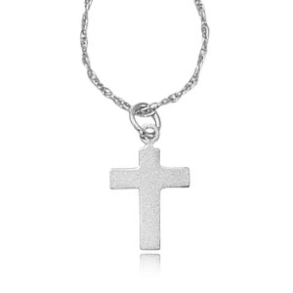 14k Gold Small Flat Cross Pendant Necklace