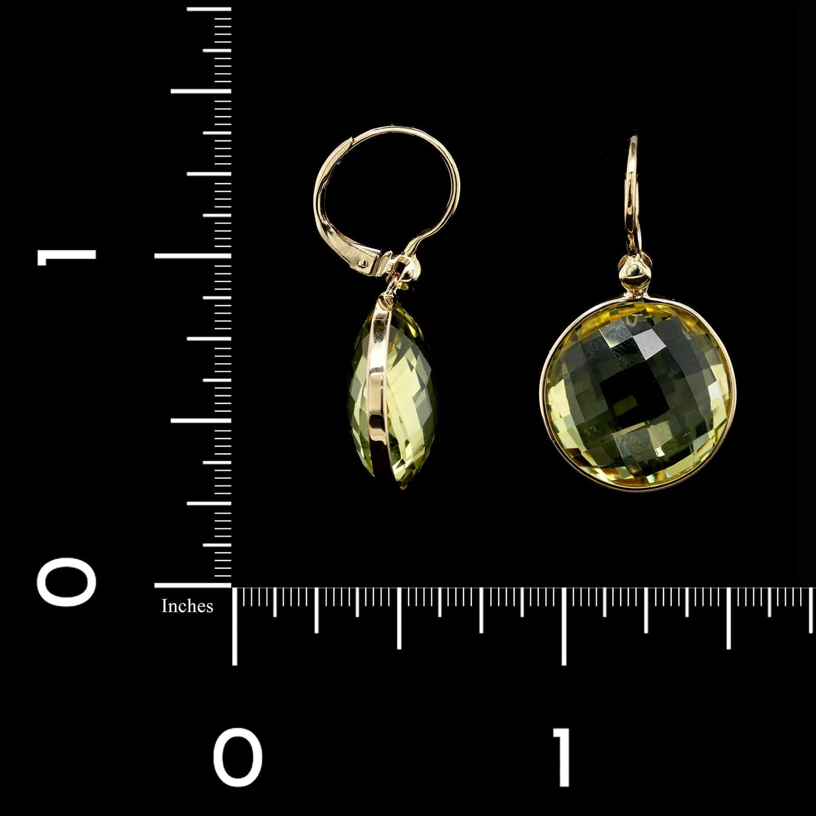 14K Yellow Gold Estate Lemon Quartz Drop Earrings