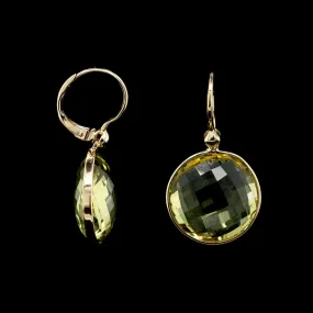 14K Yellow Gold Estate Lemon Quartz Drop Earrings