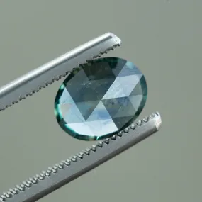 1.58CT OVAL ROSECUT SAPPHIRE, LIGHT TEAL BLUE, 8.5X6.7MM