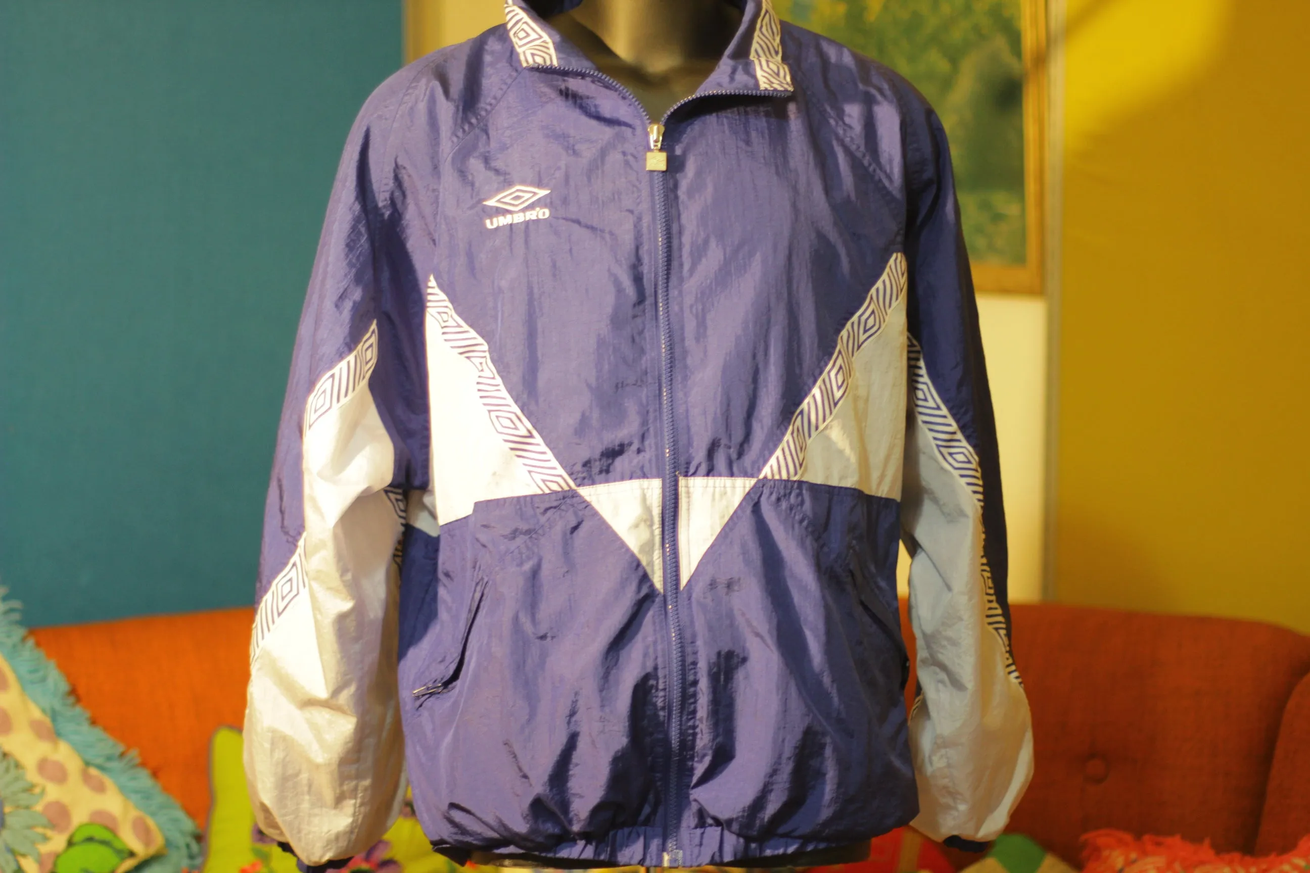 1990's Vintage Umbro Blue Windbreaker Jacket Like New XL