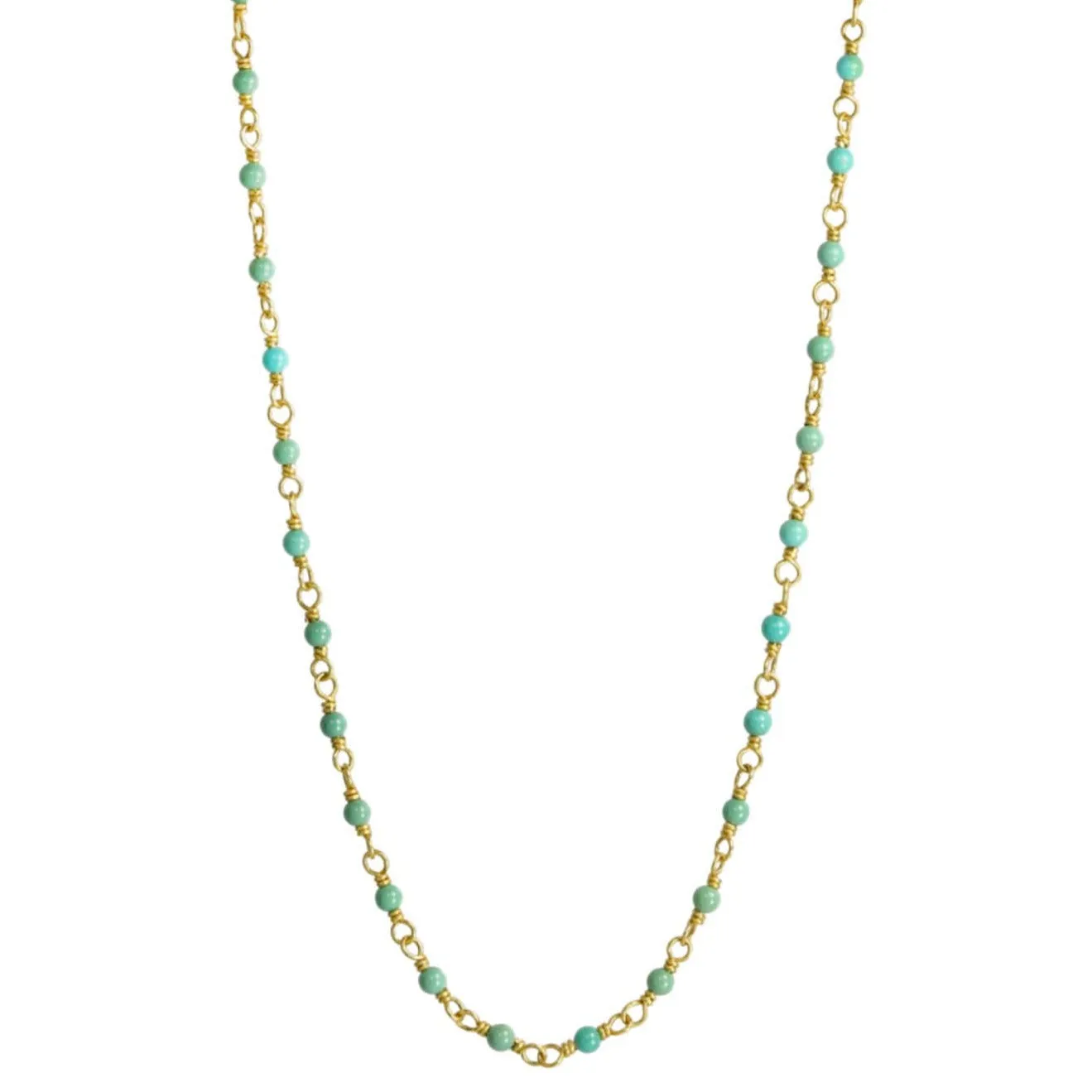 20K Gold Wire-Wrapped Turquoise Choker Necklace