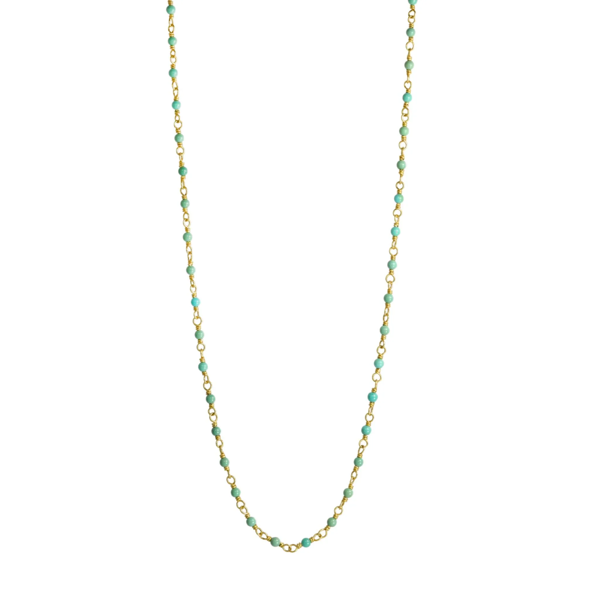 20K Gold Wire-Wrapped Turquoise Choker Necklace