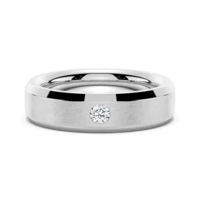 6mm Bezel Set Moissanite Men's Wedding Ring With Beveled Edges