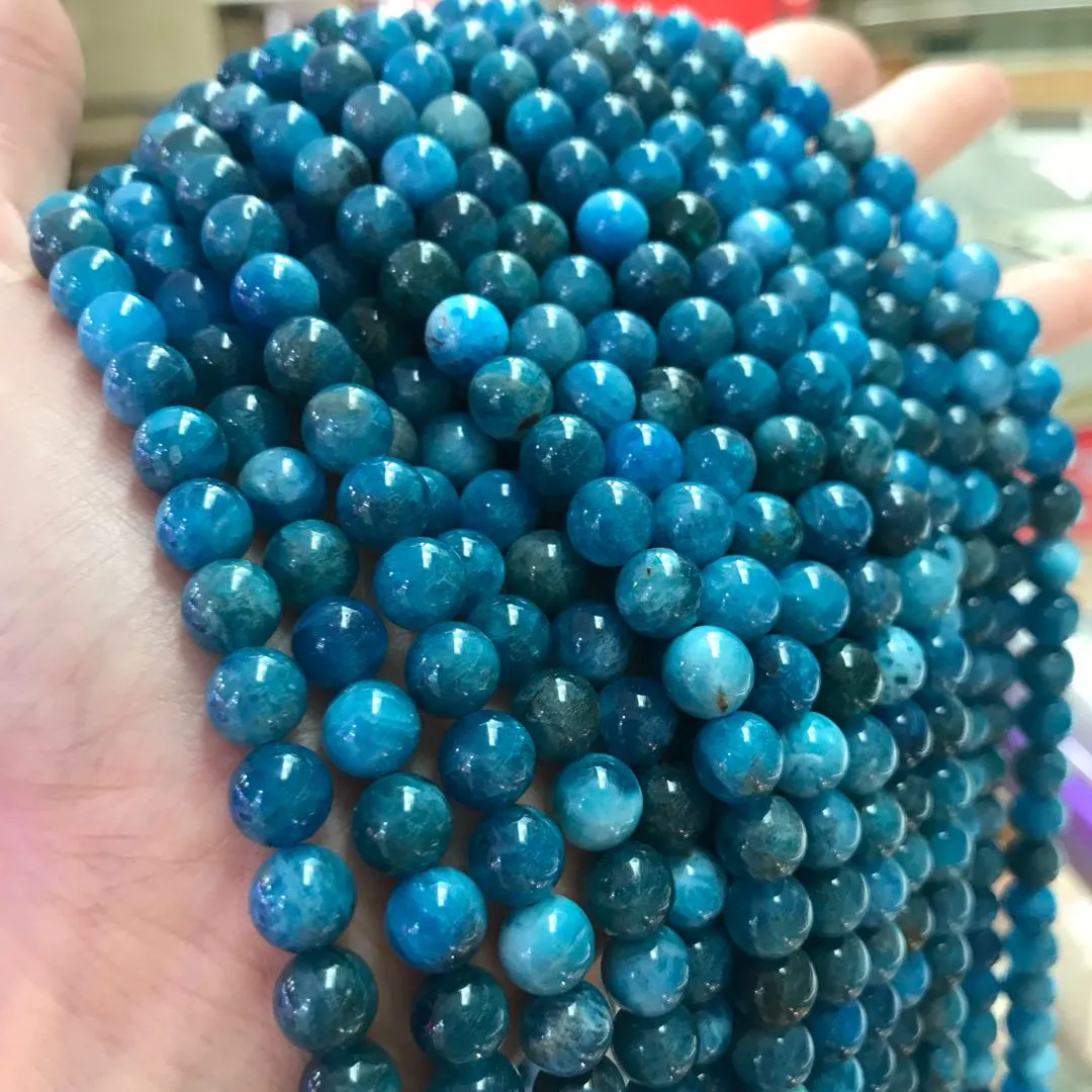 7.5mm Natural Blue Apatite Round Bead Strands for DIY Jewelry Projects