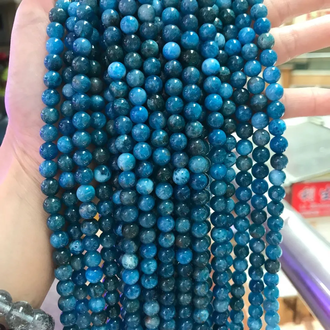 7.5mm Natural Blue Apatite Round Bead Strands for DIY Jewelry Projects