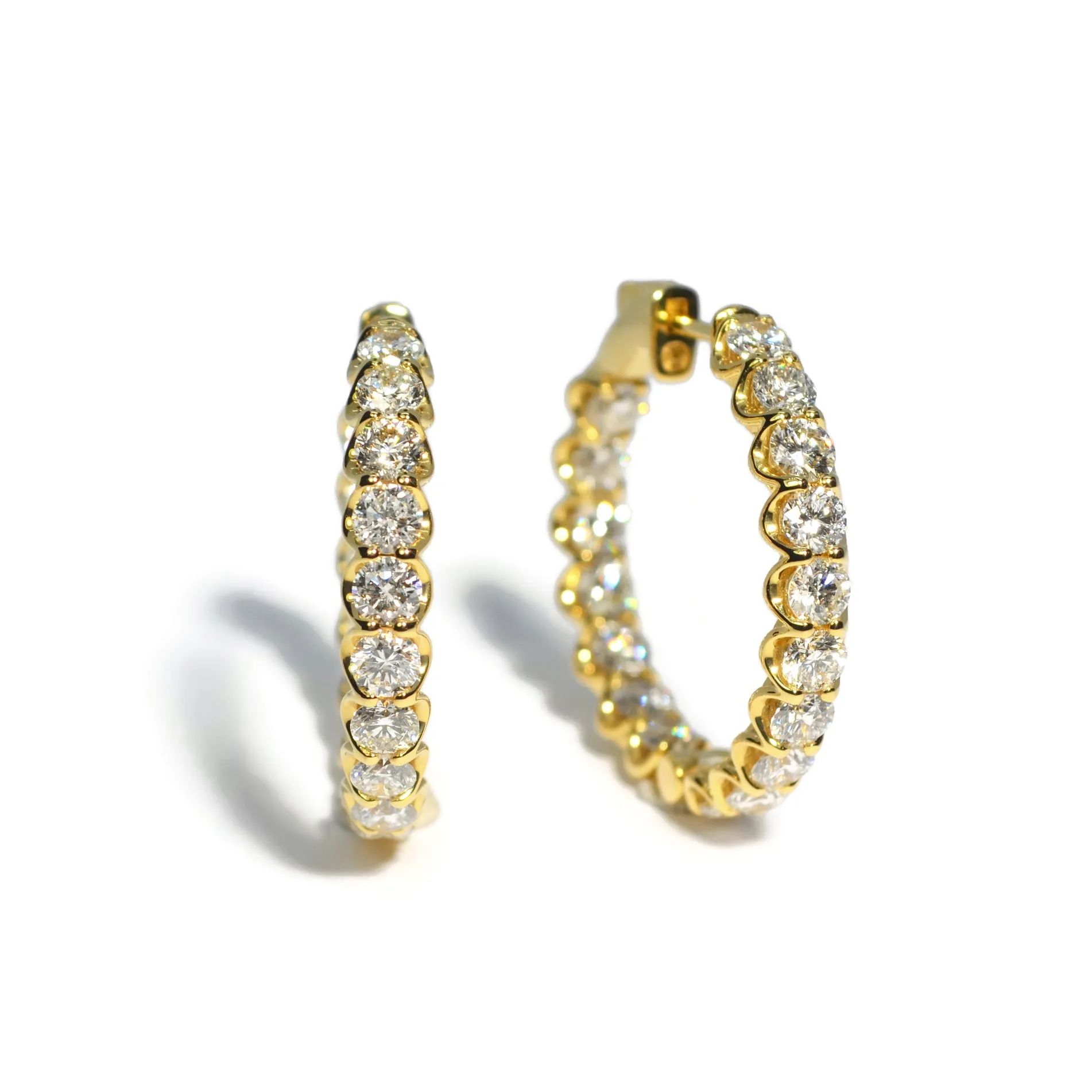 AFJ Diamond Collection - Hoop Earrings with Diamonds, 18k Yellow Gold