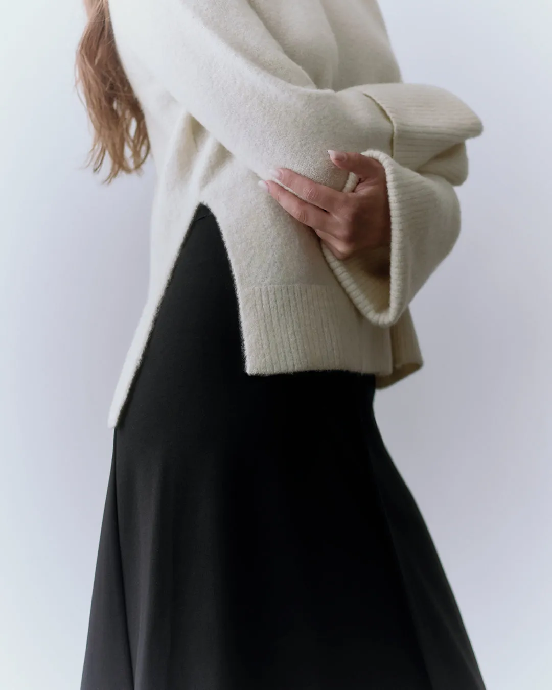 Alpaca Wool Rolled Cuff Sweater