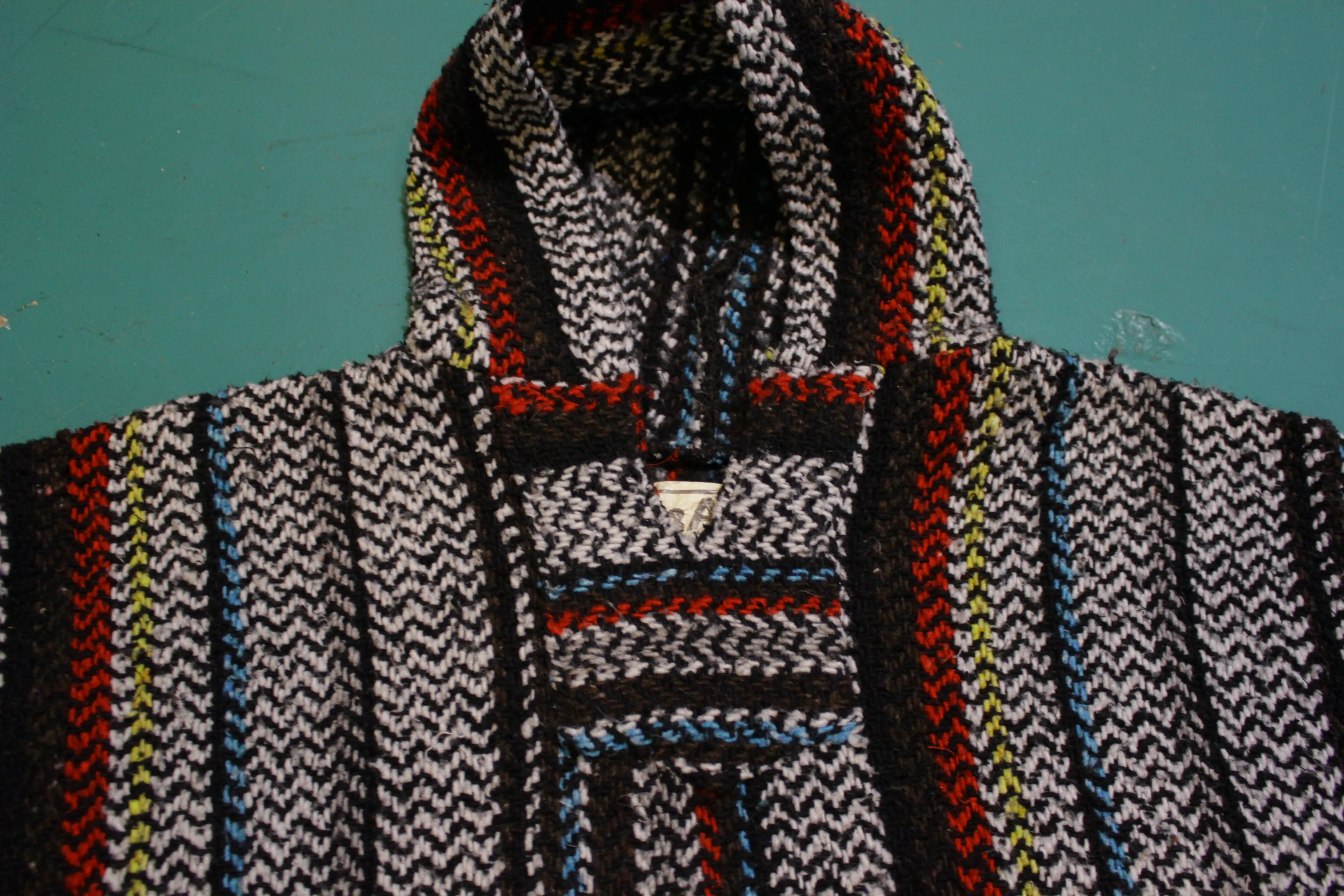 Baja Joe Mexico Drug Rug Poncho Hoodie Baja Sweater Vintage Pullover