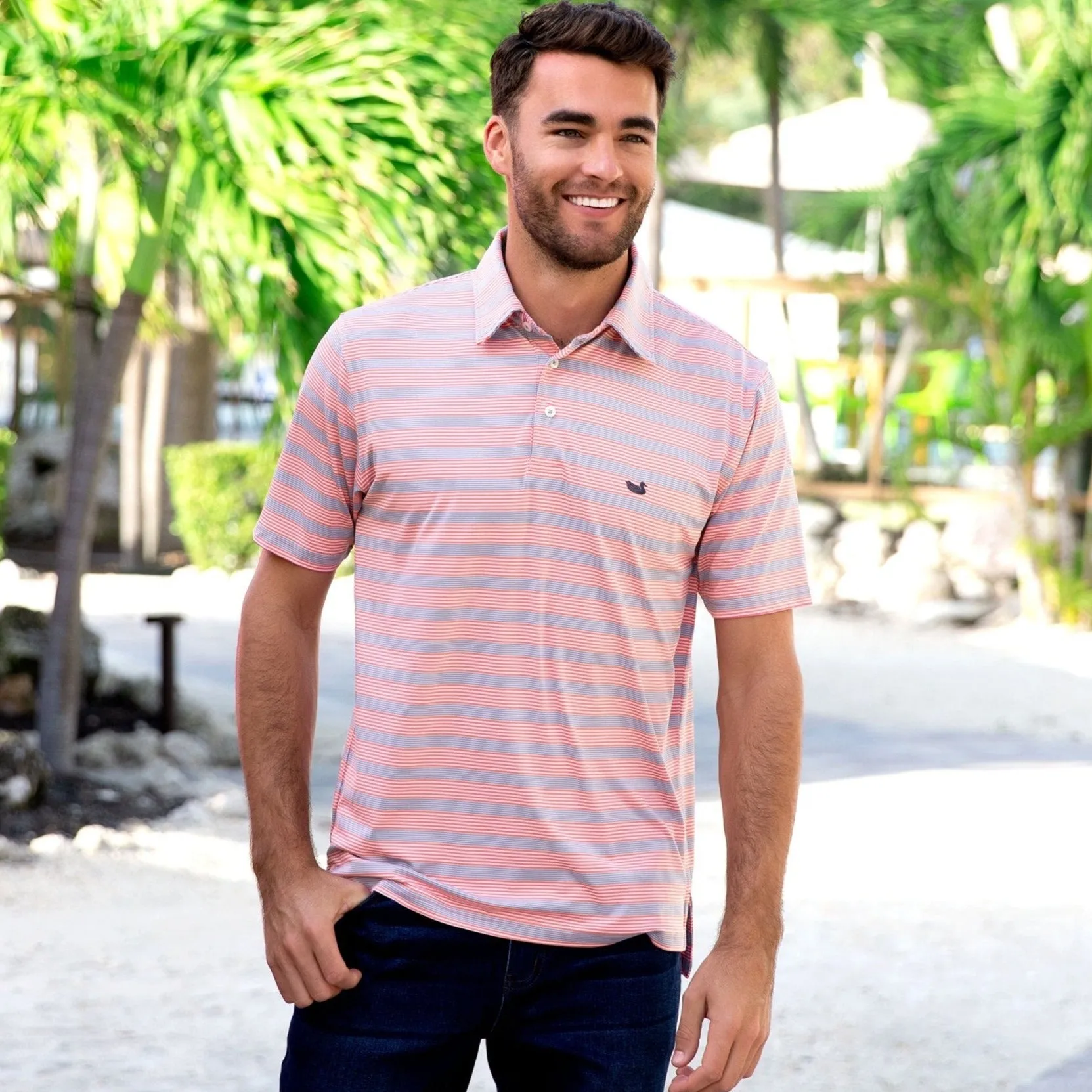 Bermuda Performance Polo - Pensacola Stripe