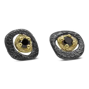 Black Diamond Pebble Stud Earrings