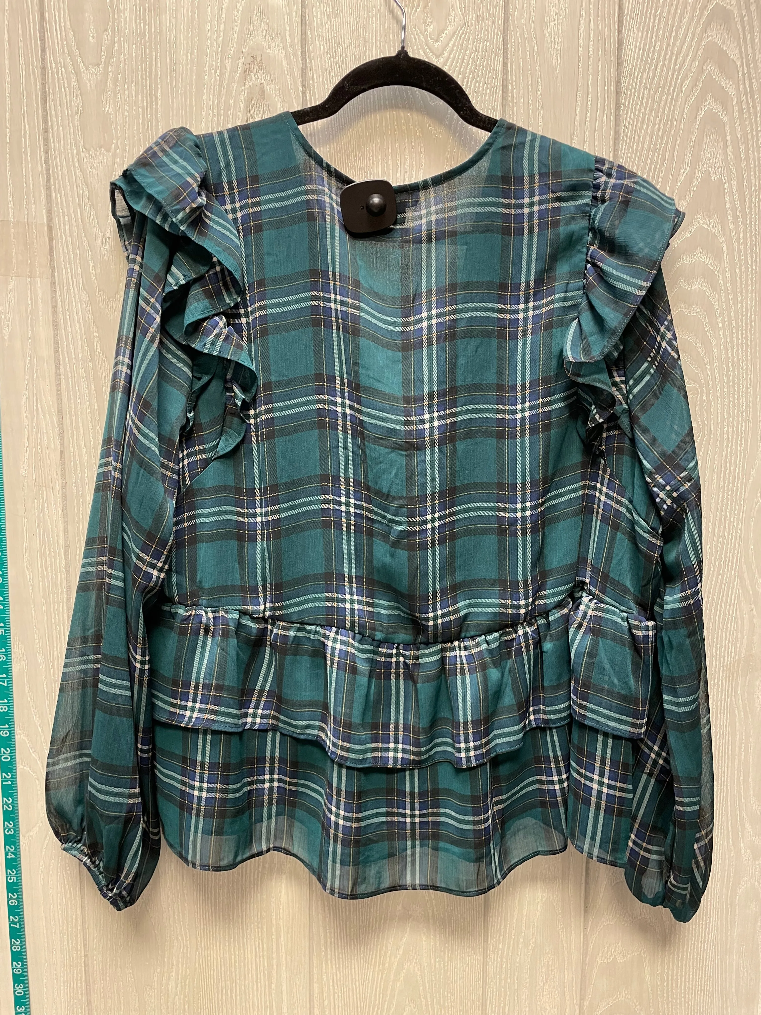 Blouse Long Sleeve By Torrid In Green Plaid, Size: 1x