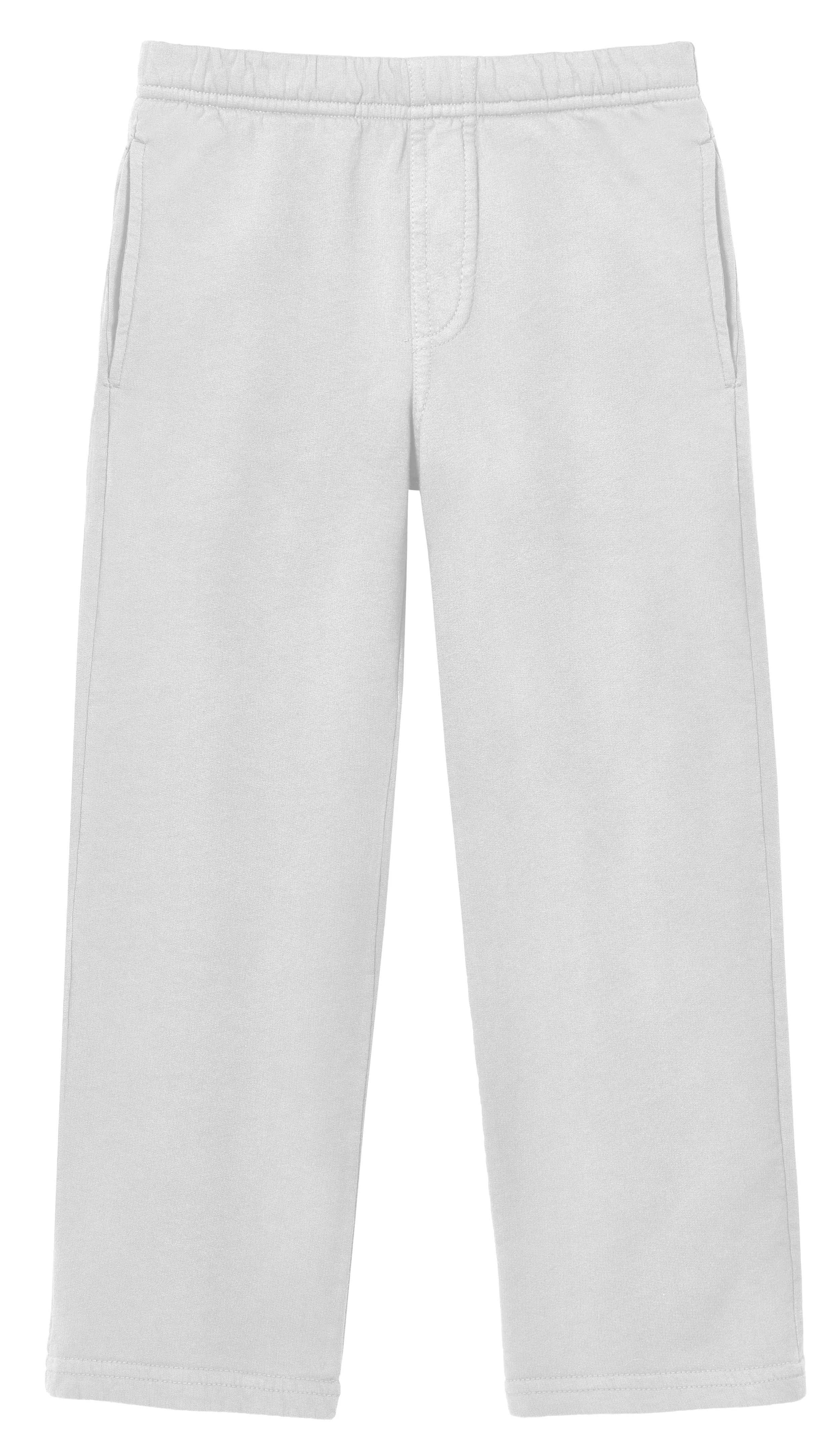 Boys Lightweight Soft Cotton  Fleece Straight Leg Pocket Pant | White