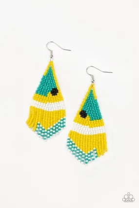 Brightly Beaded Yellow Seed Bead Earrings - Paparazzi Accessories