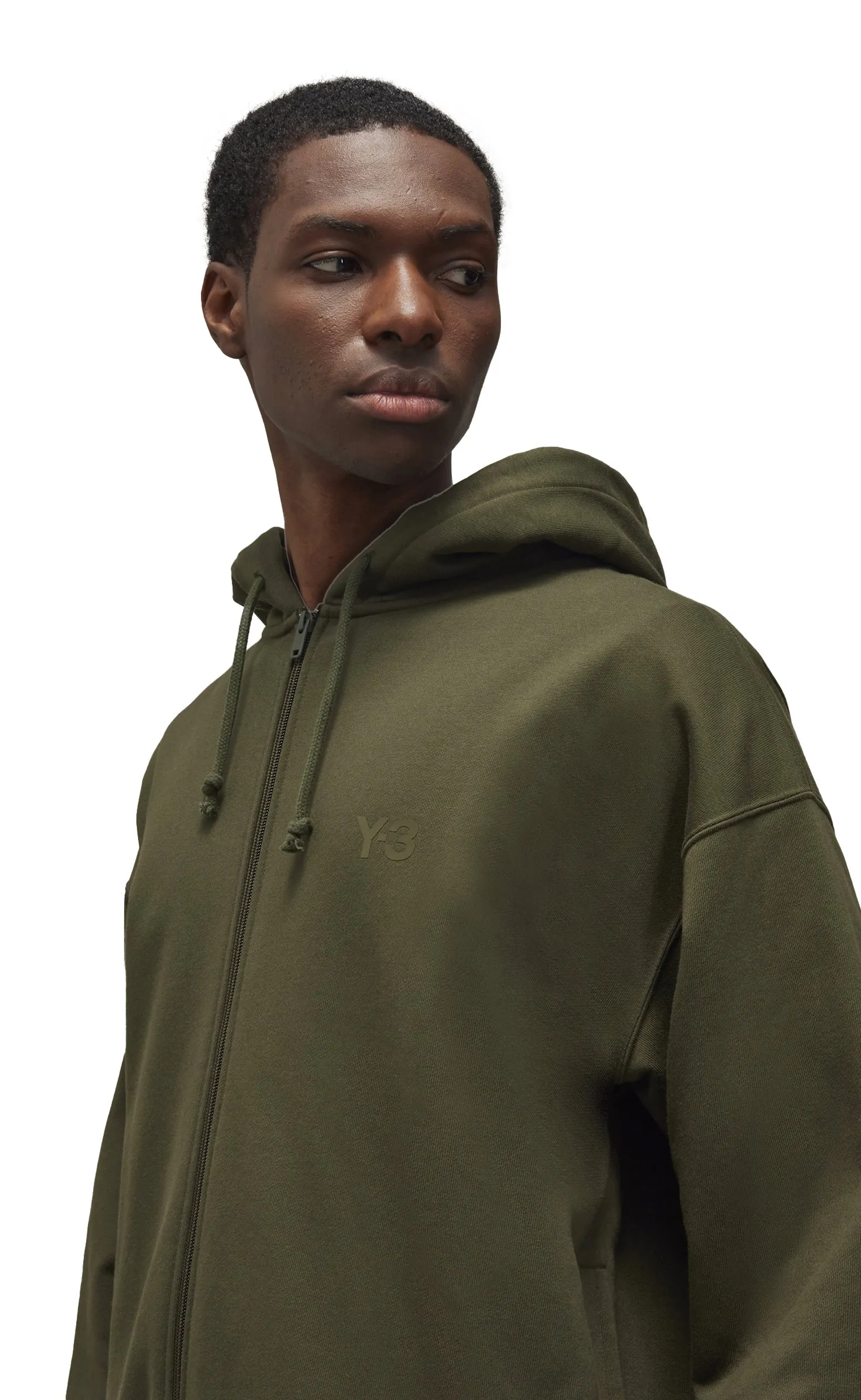 BRUSHED TERRY ZIP GREEN HOODIE