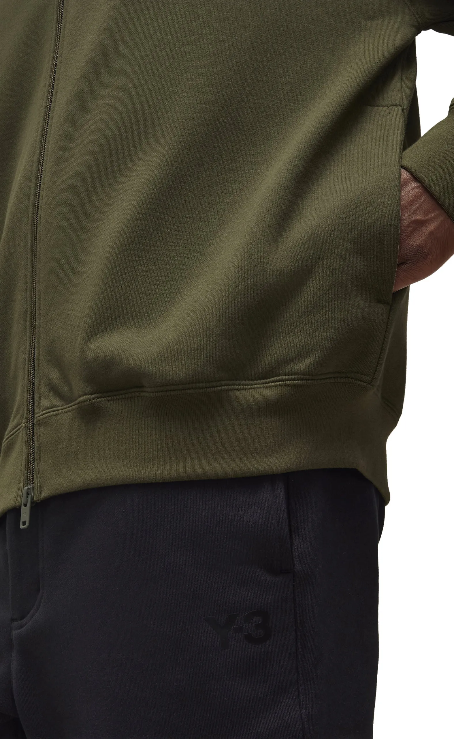 BRUSHED TERRY ZIP GREEN HOODIE