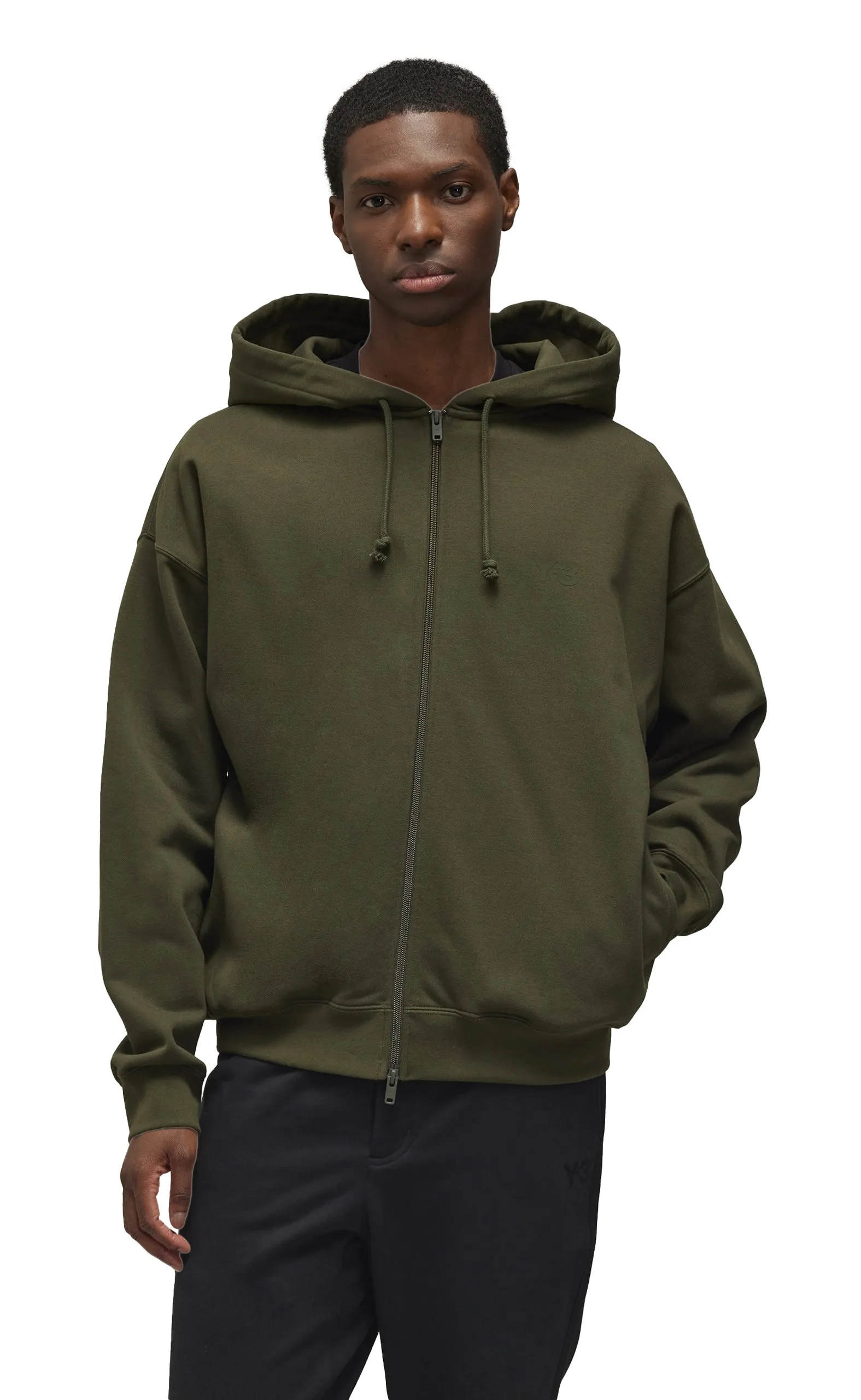 BRUSHED TERRY ZIP GREEN HOODIE