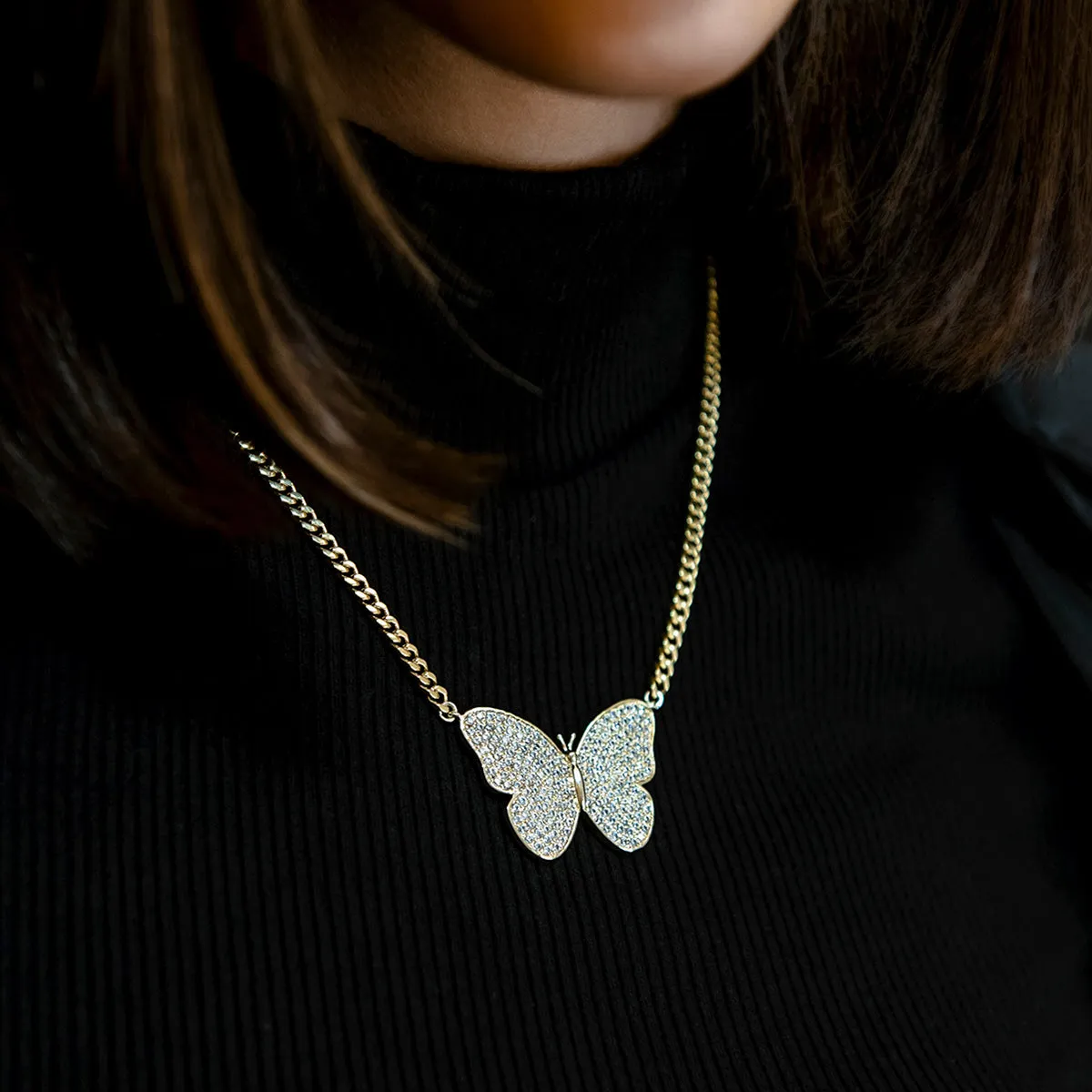 Butterfly Necklace in Yellow Gold