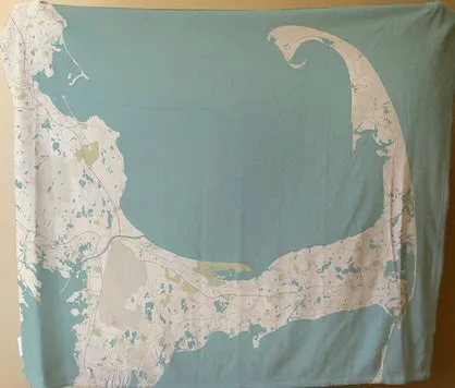 Cape Cod Nautical Chart Blanket