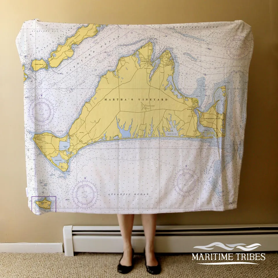 Cape Cod Nautical Chart Blanket