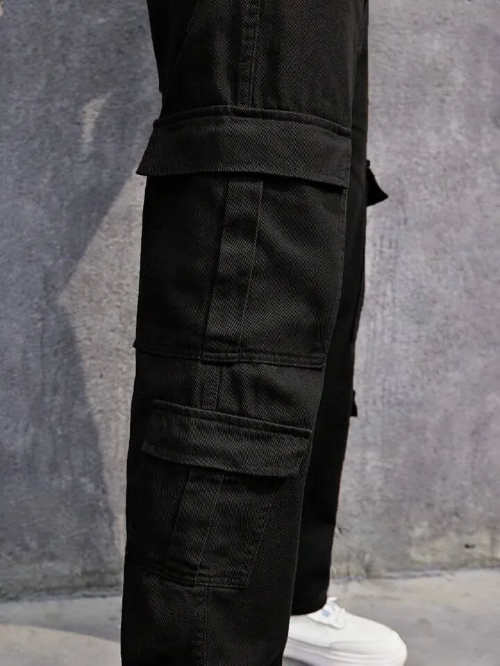 Carbon Black Men Baggy Fit Cargo