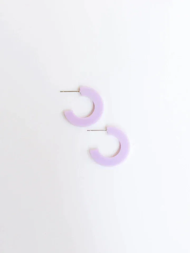 Classic Acrylic Small Hoops in Lilac