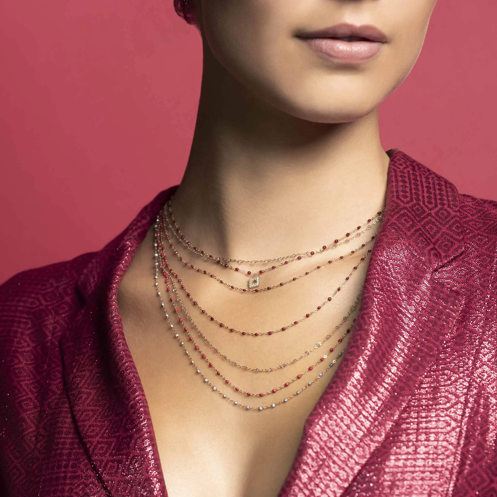 Classic Gigi Bordeaux necklace, Rose Gold, 17.7"