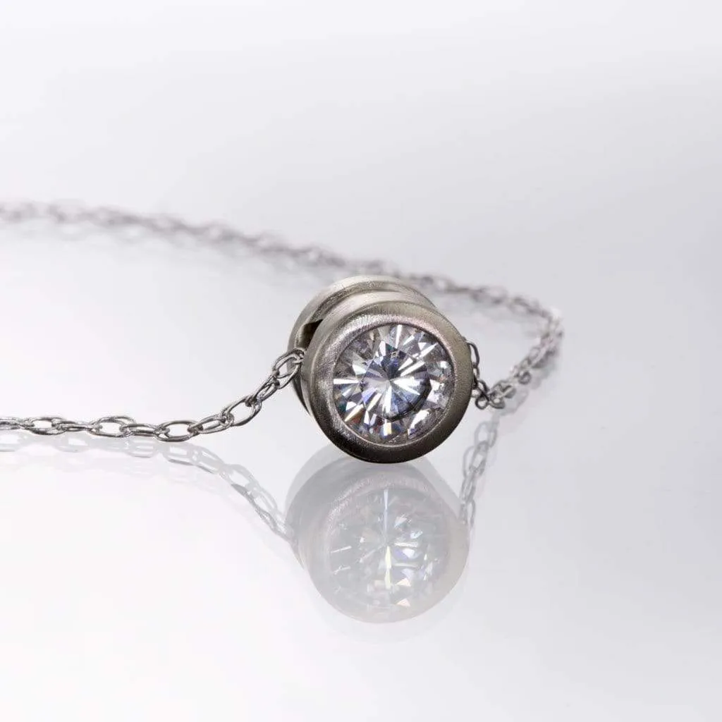 Classic Round 0.5ct Moissanite Slide Pendant Necklace