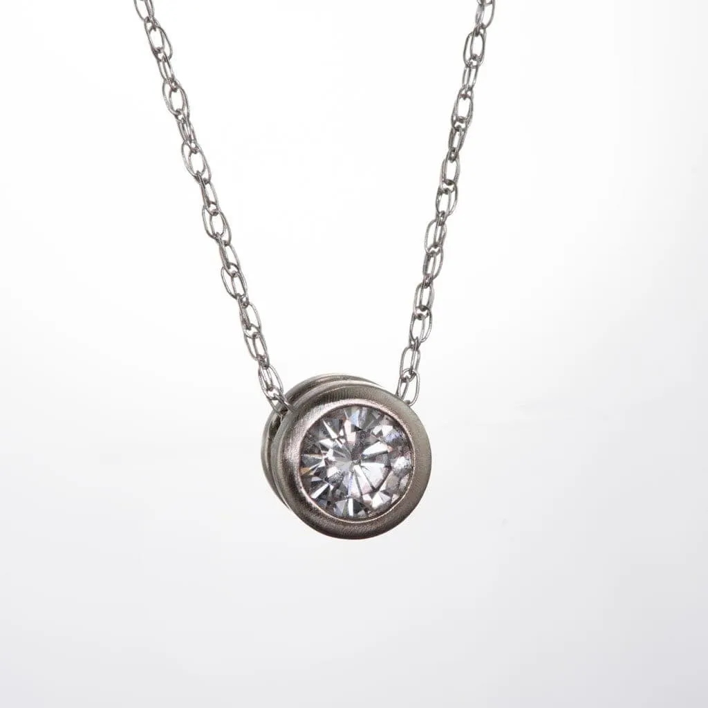 Classic Round 0.5ct Moissanite Slide Pendant Necklace