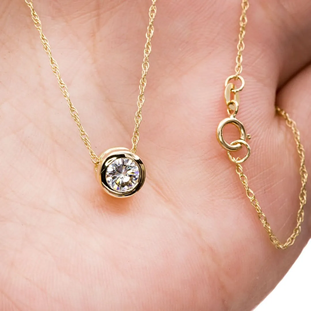 Classic Round 0.5ct Moissanite Slide Pendant Necklace