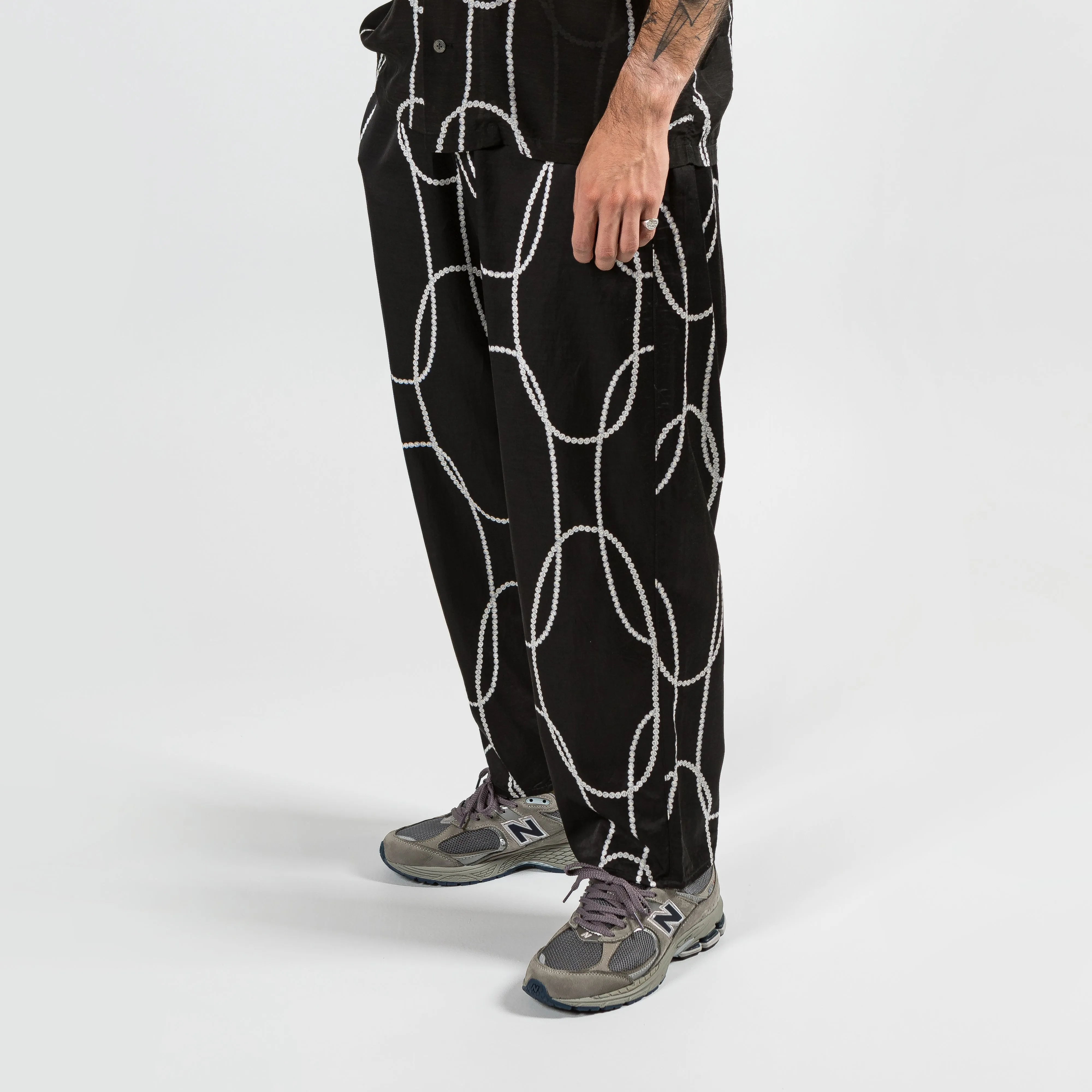 Cotton Rayon PEARL-KATABIRA EASY Pants - Black