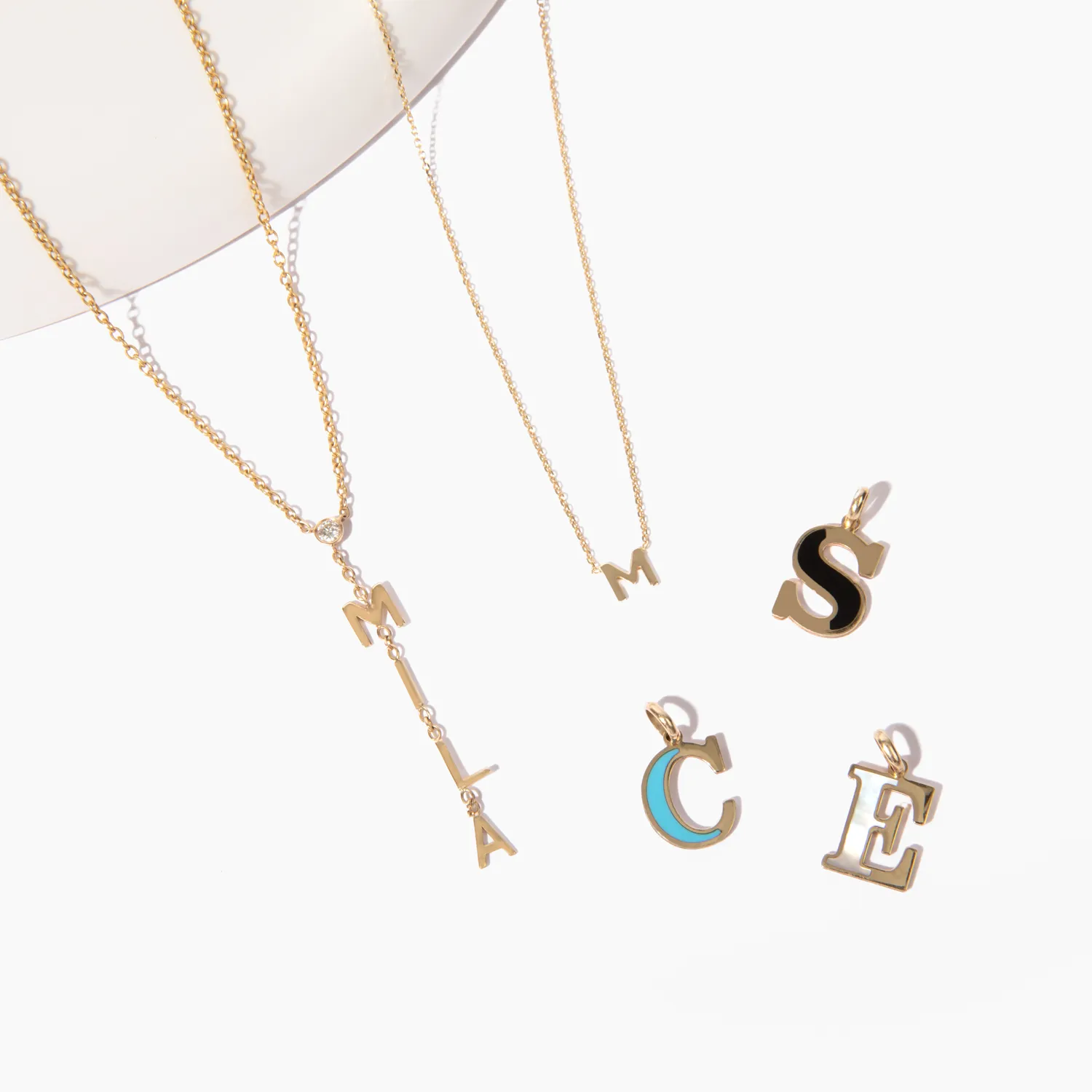 E Initial Gemstone Charm