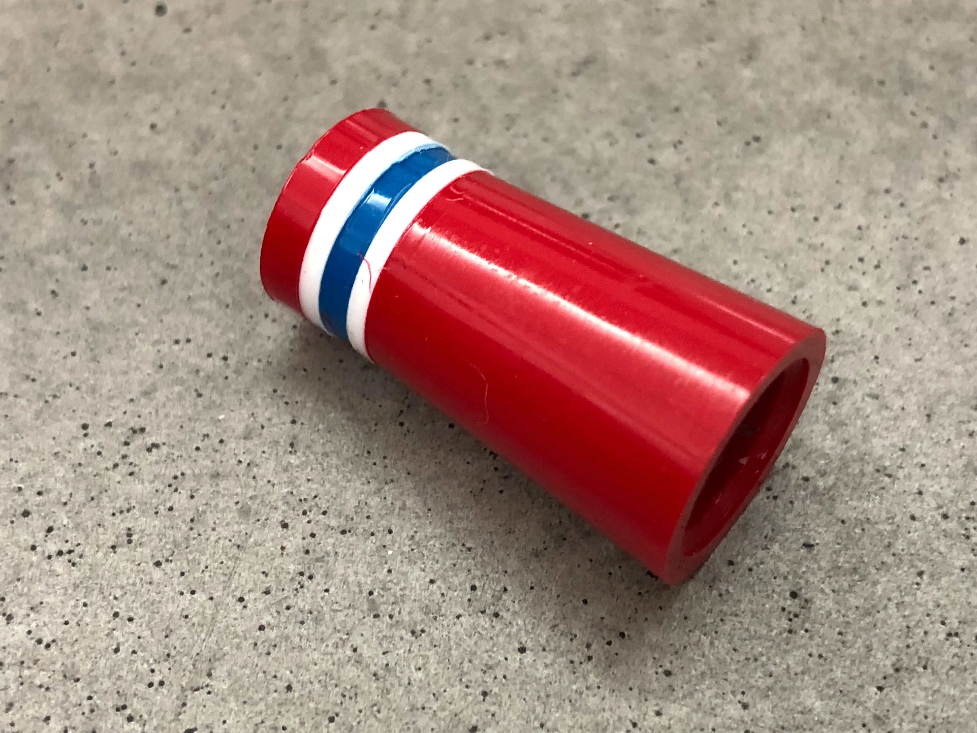 Flat-Top 12 Ferrules Red with White-Blue-White Stripes