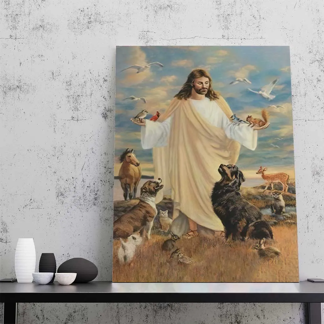 Gearhuman 3D Jesus Christ And Dogs Custom Canvas