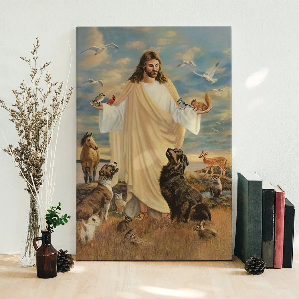 Gearhuman 3D Jesus Christ And Dogs Custom Canvas