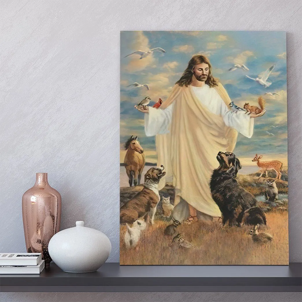 Gearhuman 3D Jesus Christ And Dogs Custom Canvas