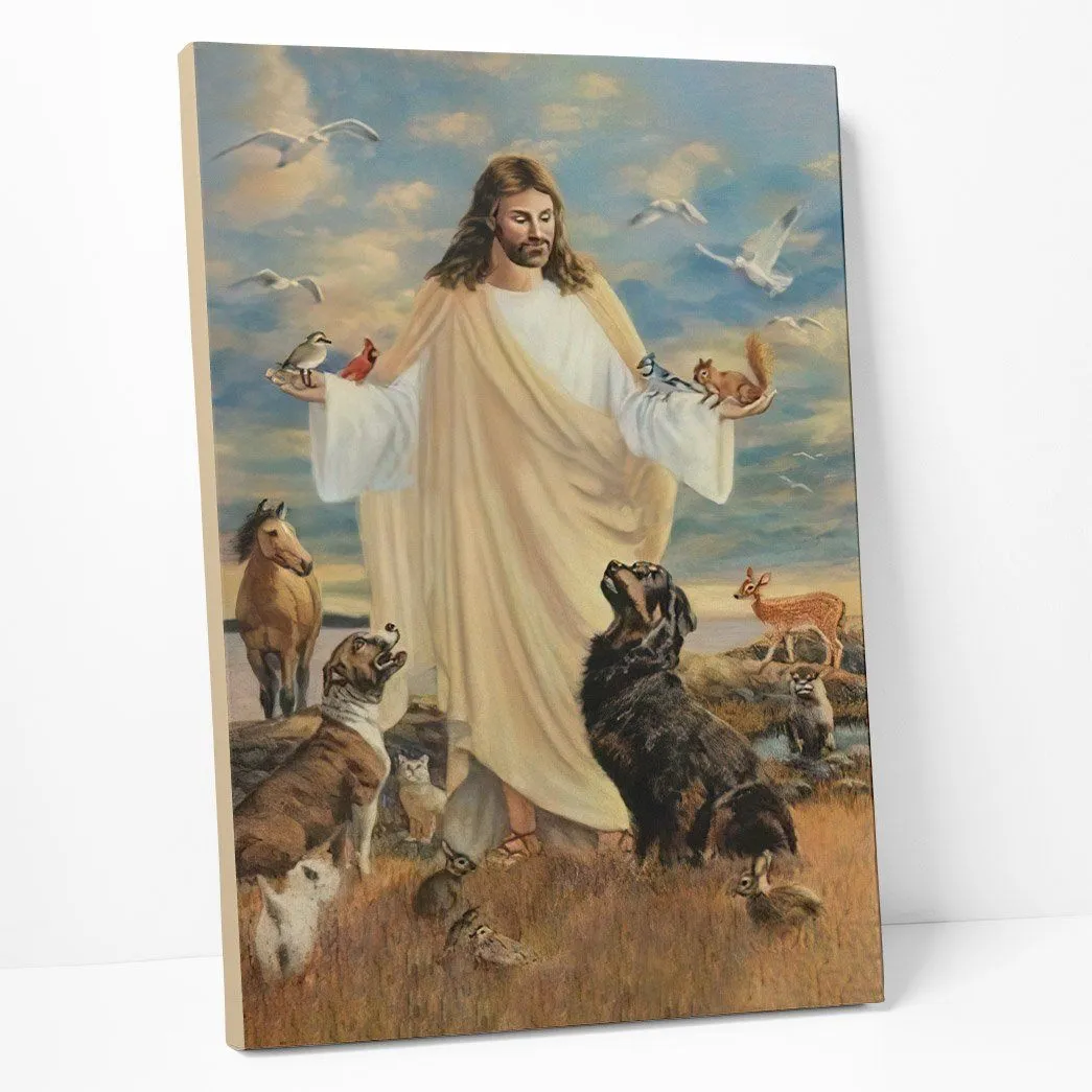 Gearhuman 3D Jesus Christ And Dogs Custom Canvas