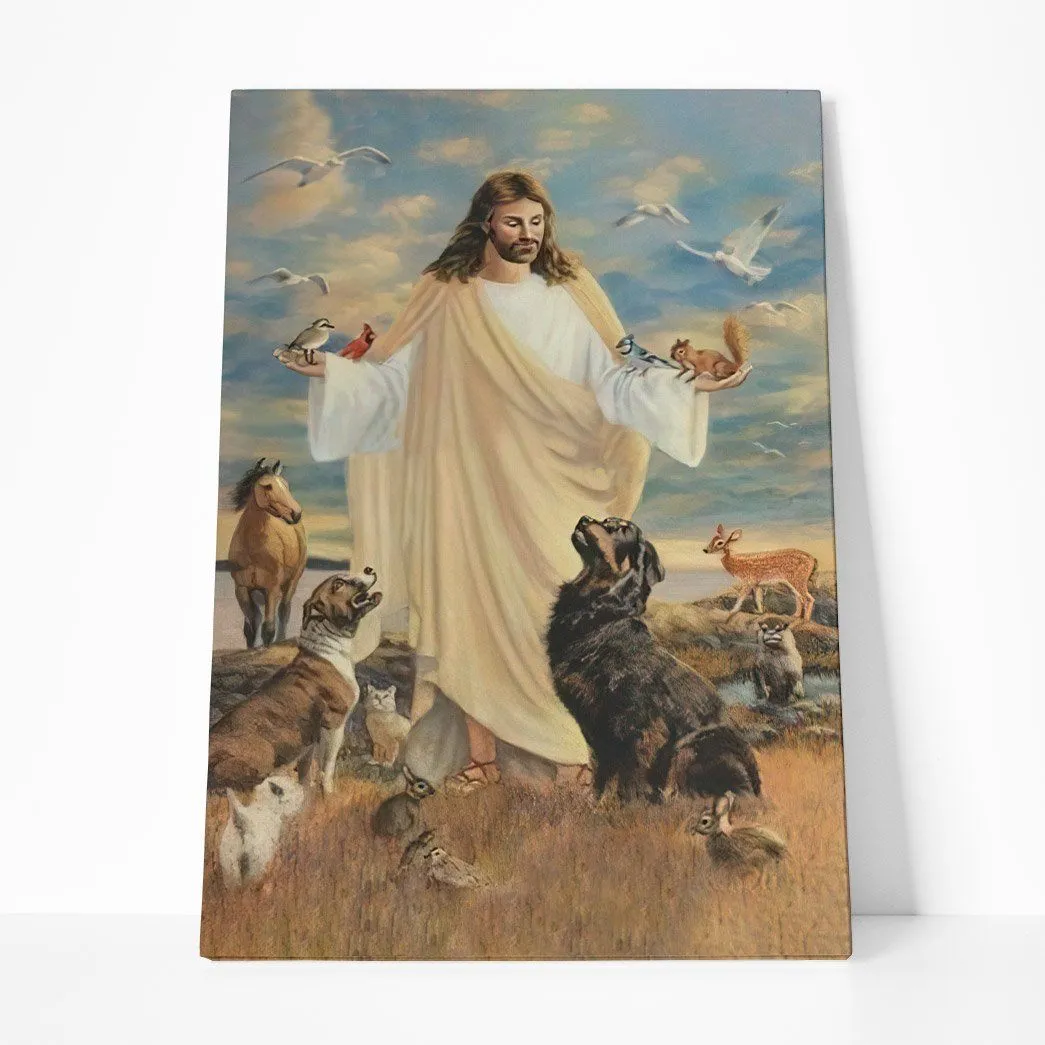 Gearhuman 3D Jesus Christ And Dogs Custom Canvas