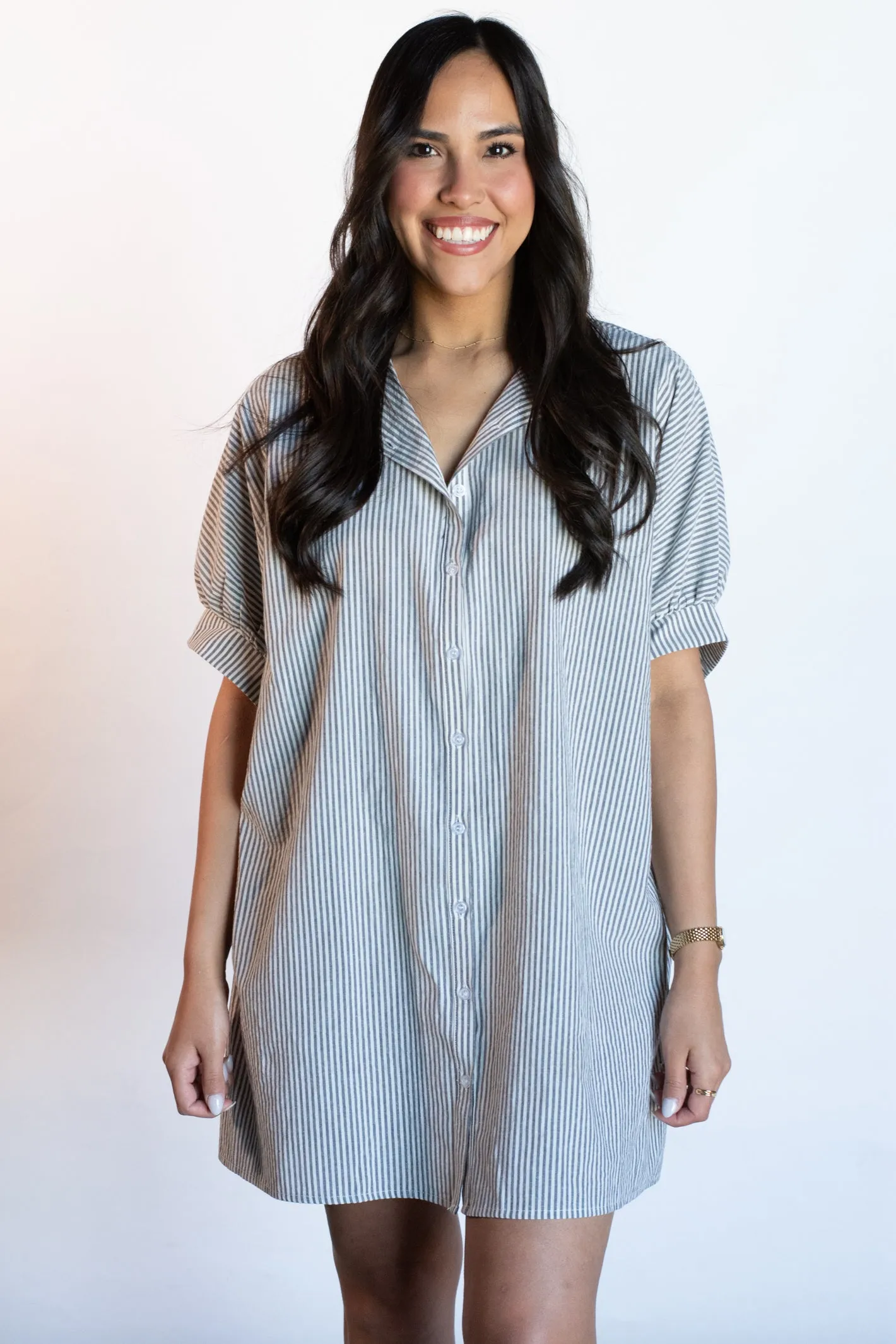 Graceful Darling Striped Button Down Dress