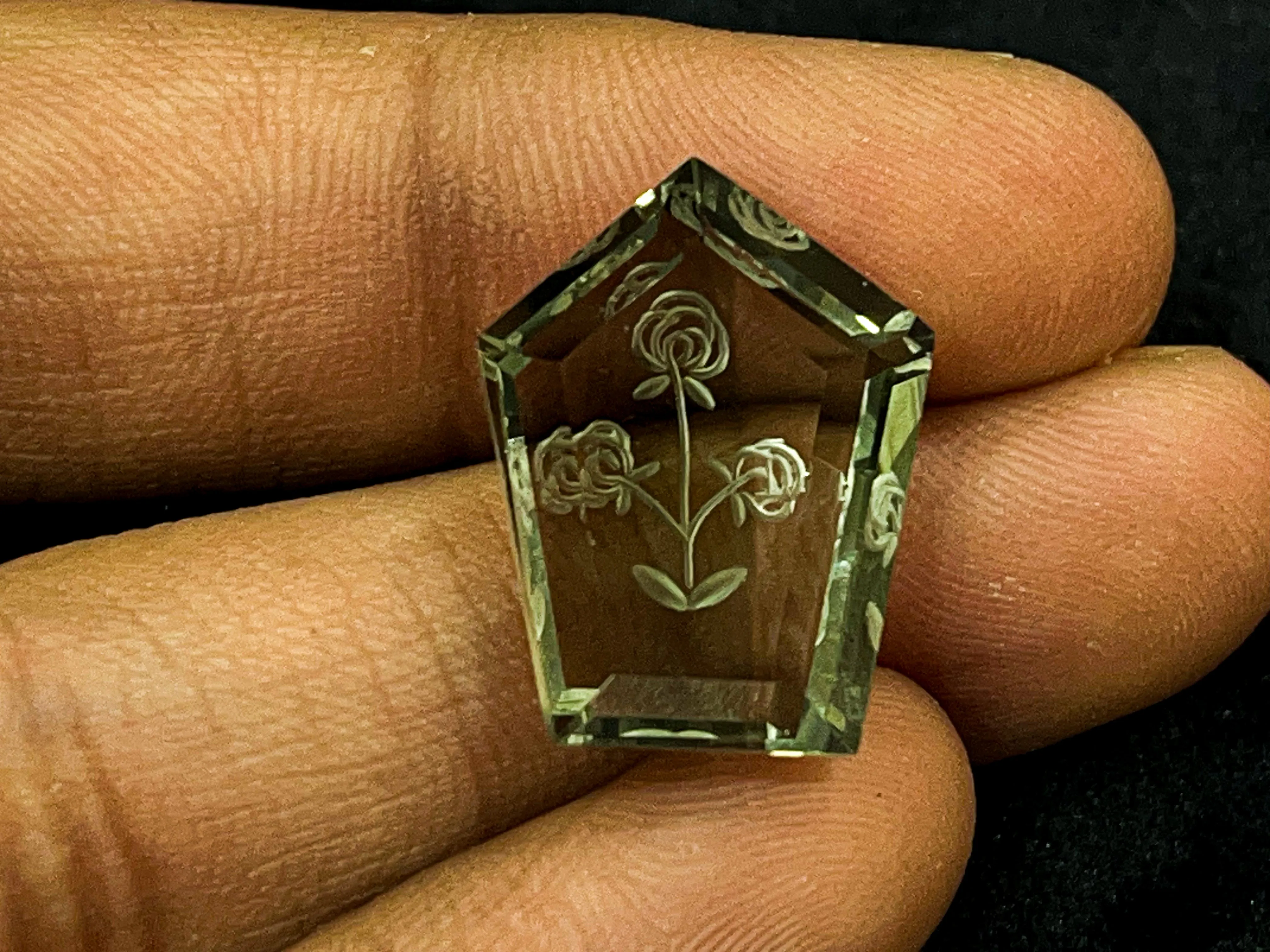 Green Amethyst Fabulous Handcarved Fantasy cut carving