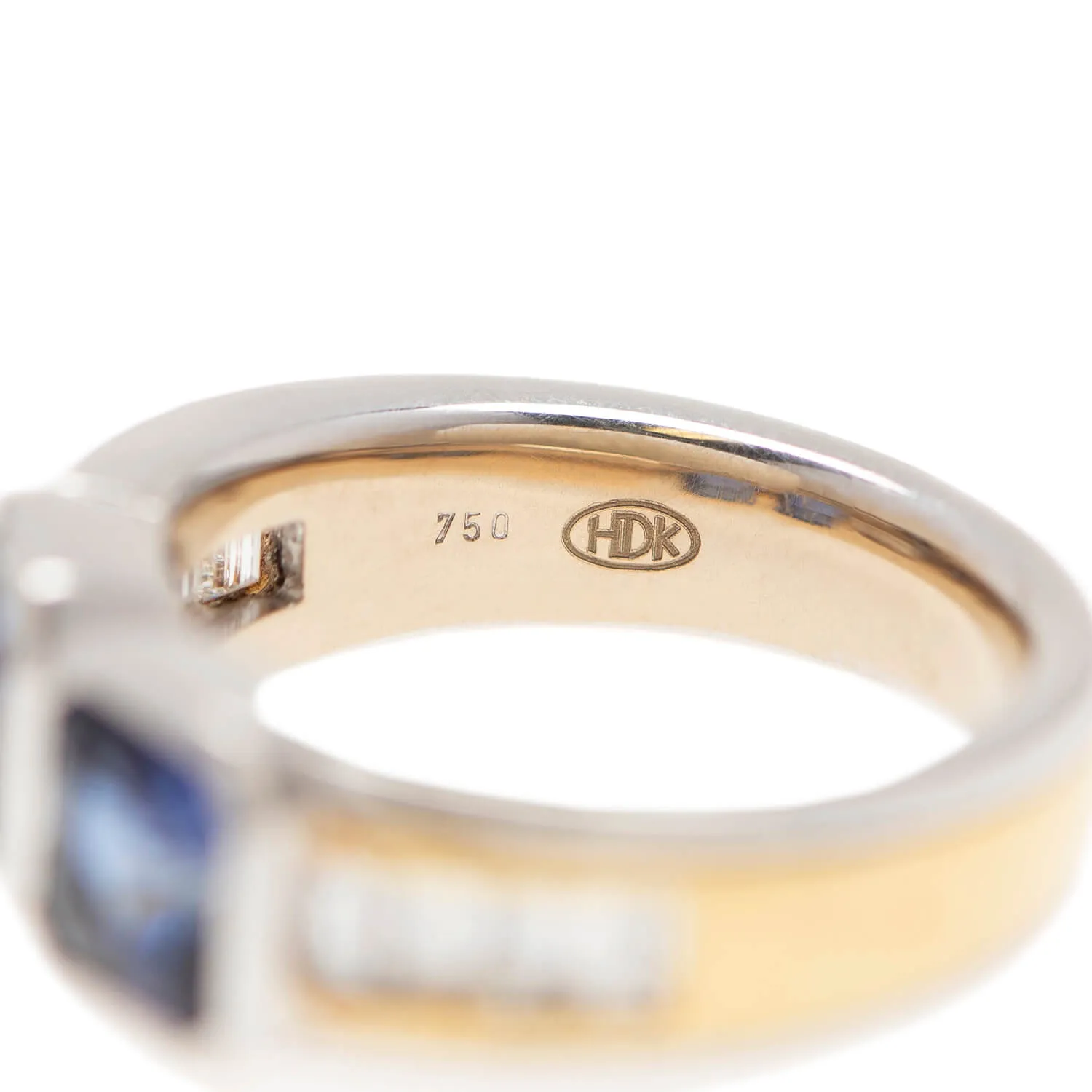 HANS D. KRIEGER Estate 18k Sapphire   Diamond Ring