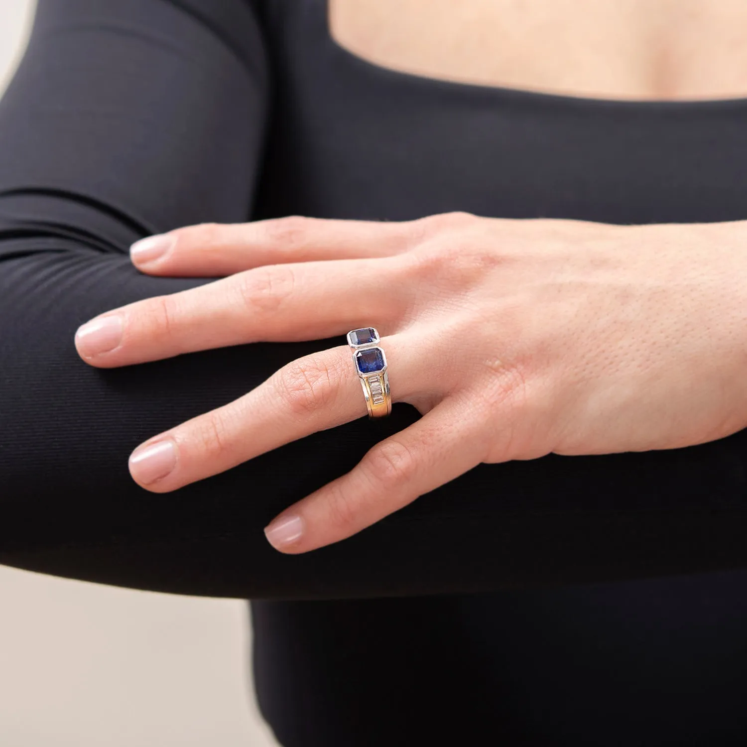 HANS D. KRIEGER Estate 18k Sapphire   Diamond Ring