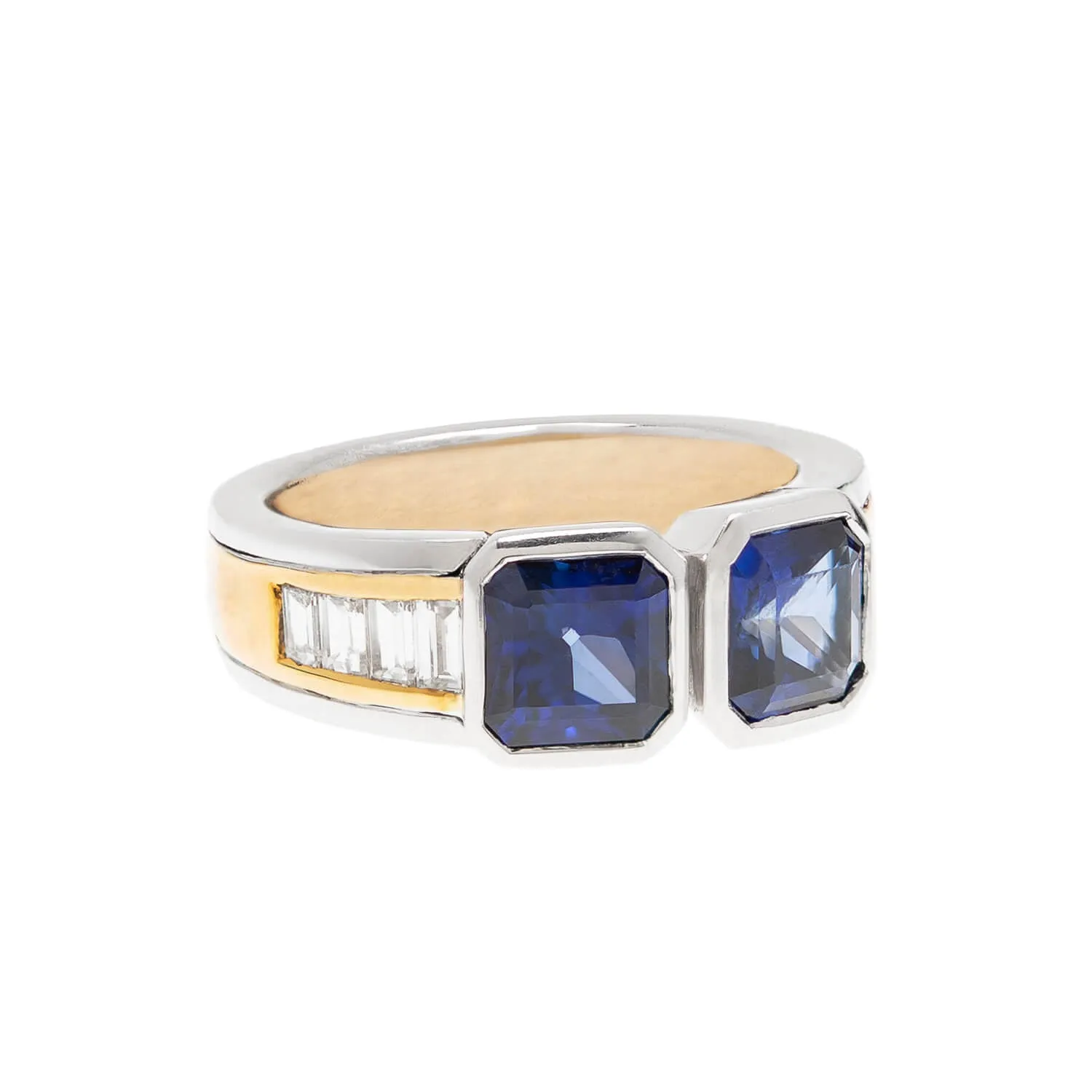 HANS D. KRIEGER Estate 18k Sapphire   Diamond Ring