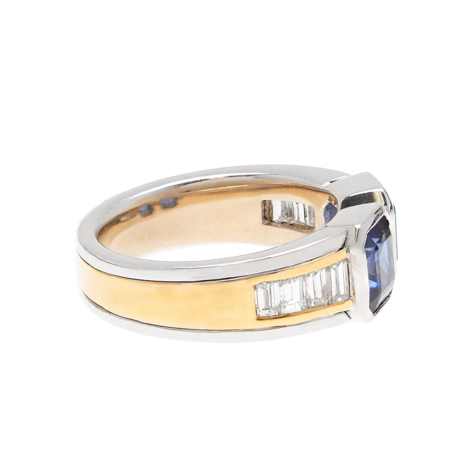 HANS D. KRIEGER Estate 18k Sapphire   Diamond Ring