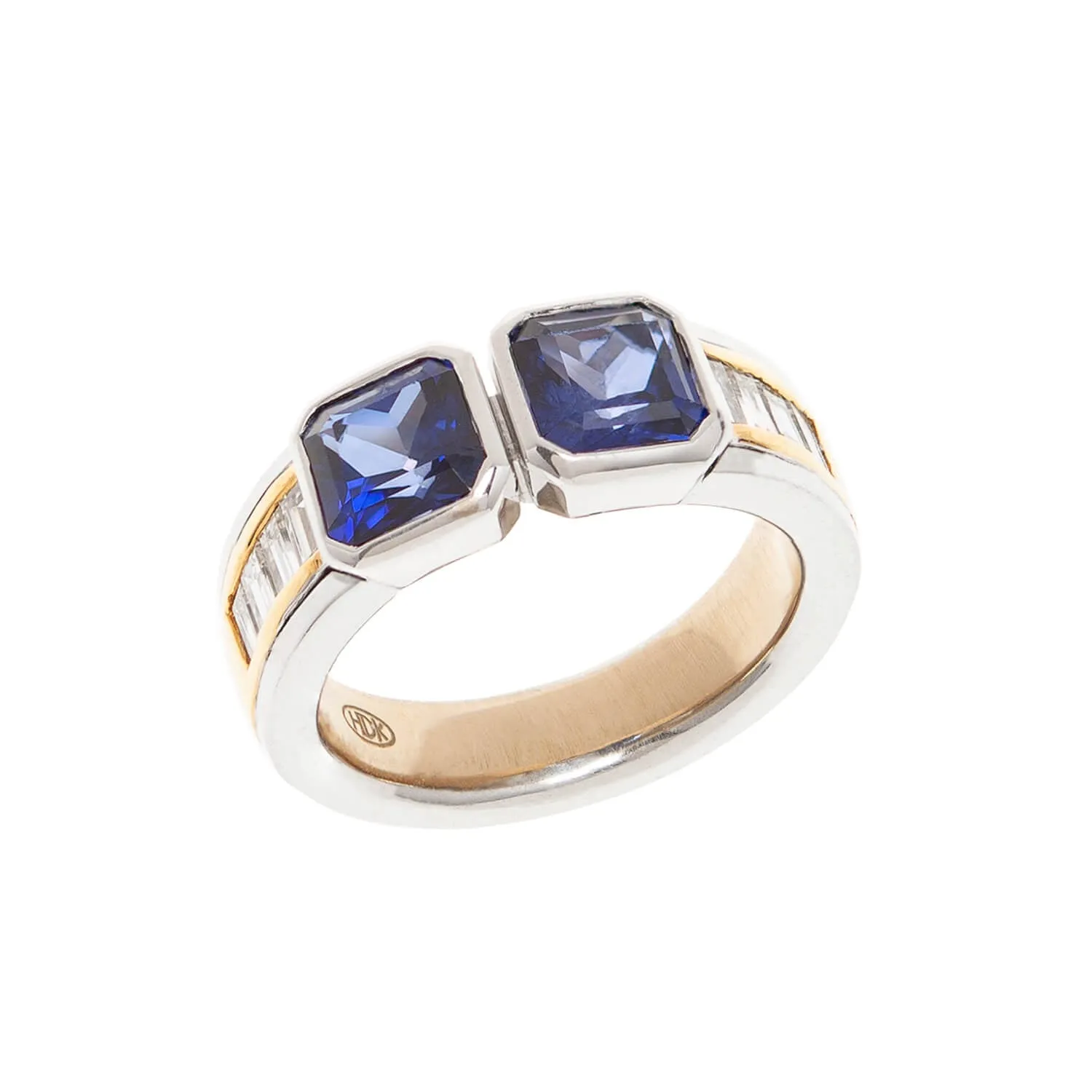 HANS D. KRIEGER Estate 18k Sapphire   Diamond Ring